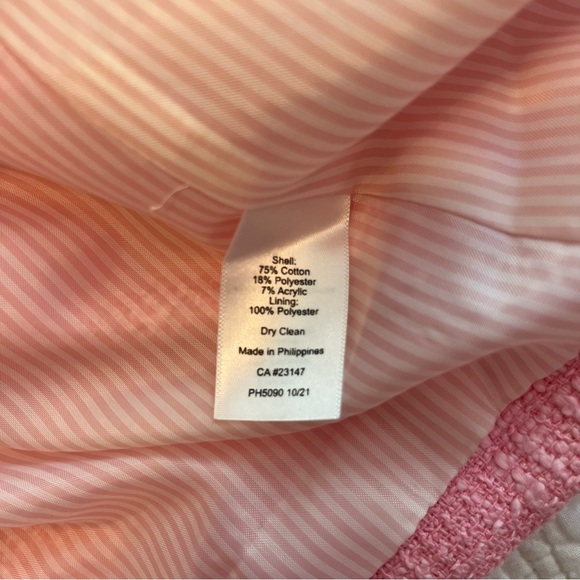 Talbots Tweed Blazer Pink Gold Button Sz 12 Barbiecore Career Preppy Spring Twee - Picture 11 of 11